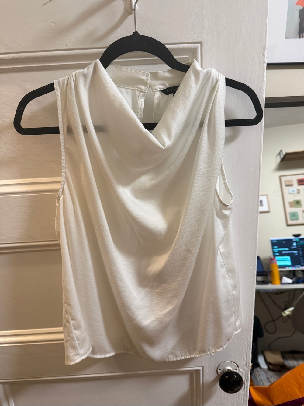 Banana republic Sleeveless White Draped Cowl Neck Top